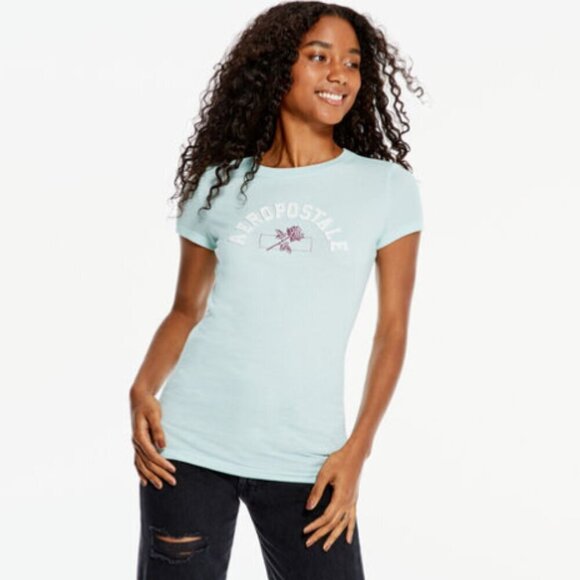 Aeropostale Classic Short Sleeve Blue Large Graphic Shirt - Picture 2 of 9